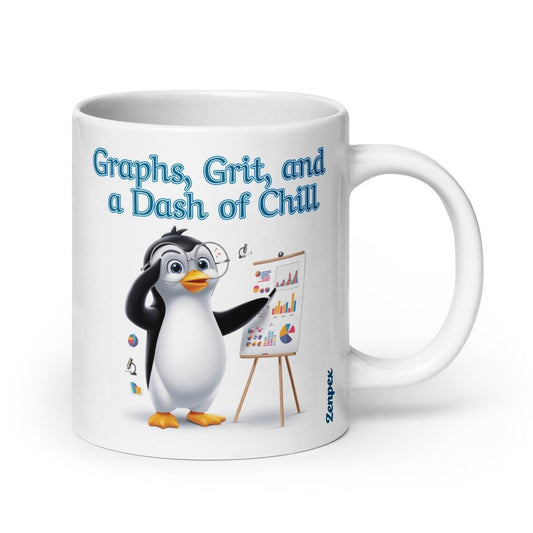 Ceramic Mug – Animal Lovers Penguin Graphs Mug for Data Lovers Epidemiology Researcher Data Scientist